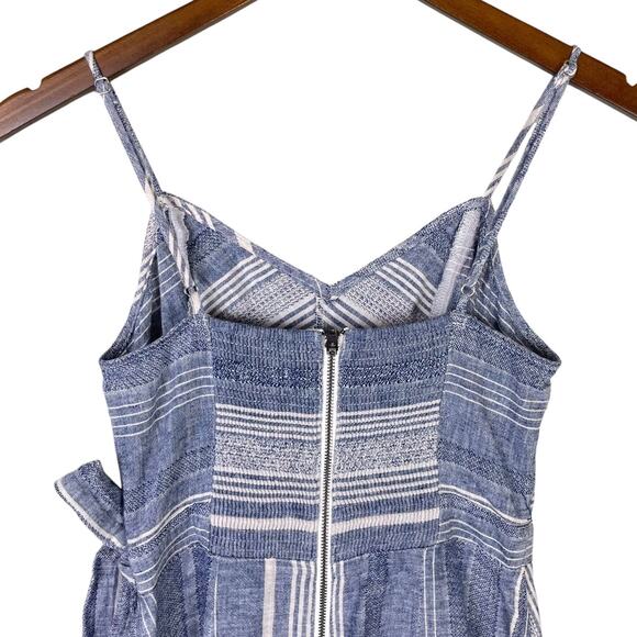 Express NWT Blue White Stripe Linen Blend Cut Out Strappy Wrap Midi Dress - Picture 6 of 12